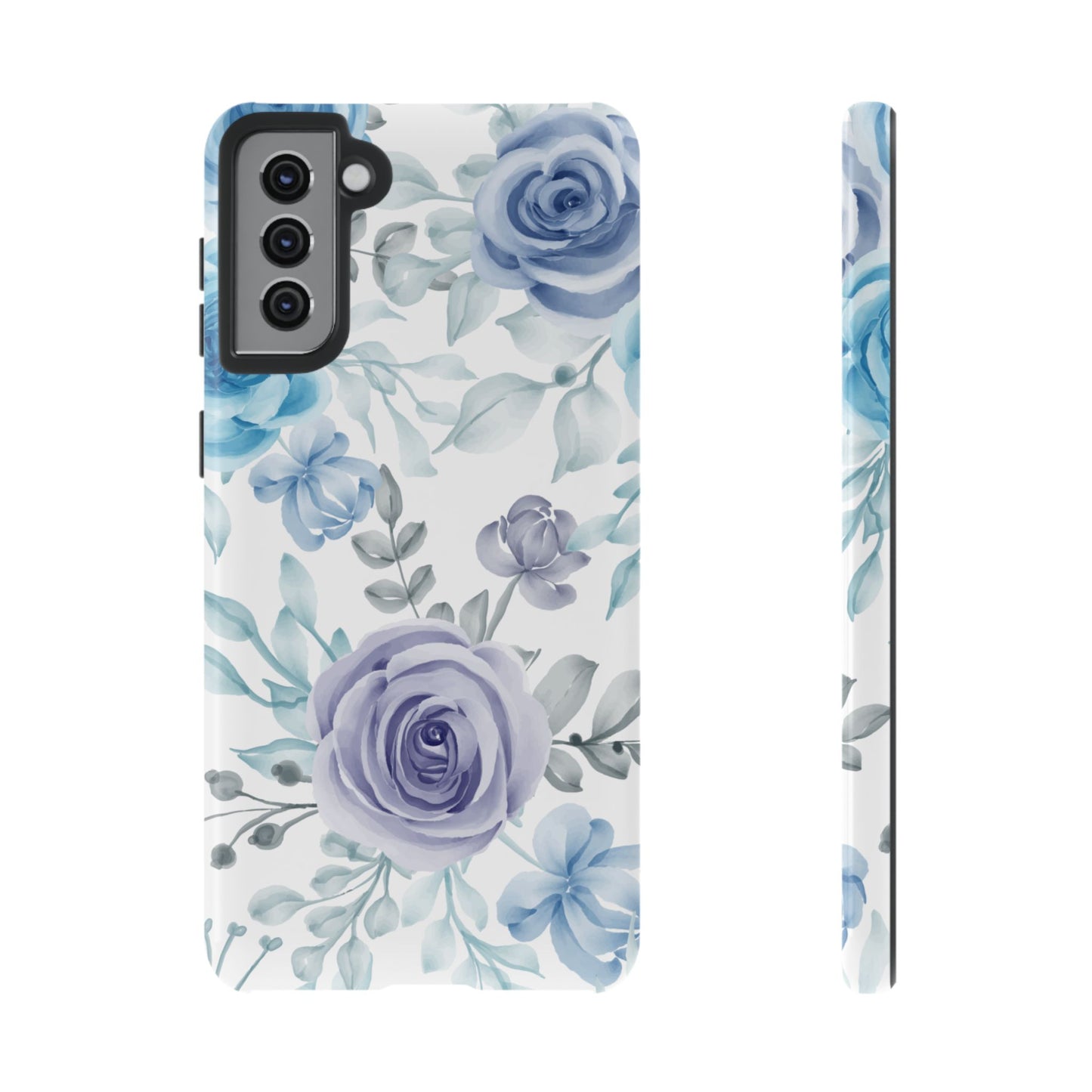 Elegant Blue & Violet Roses Samsung Galaxy Case – Artistic Floral Design for Stylish Protection