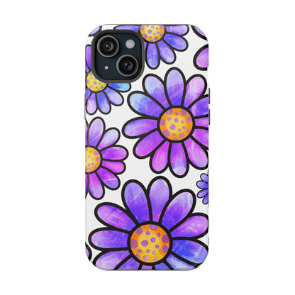 Purple Daisy Delight MagSafe iPhone Case – Slim Profile, Glossy Finish