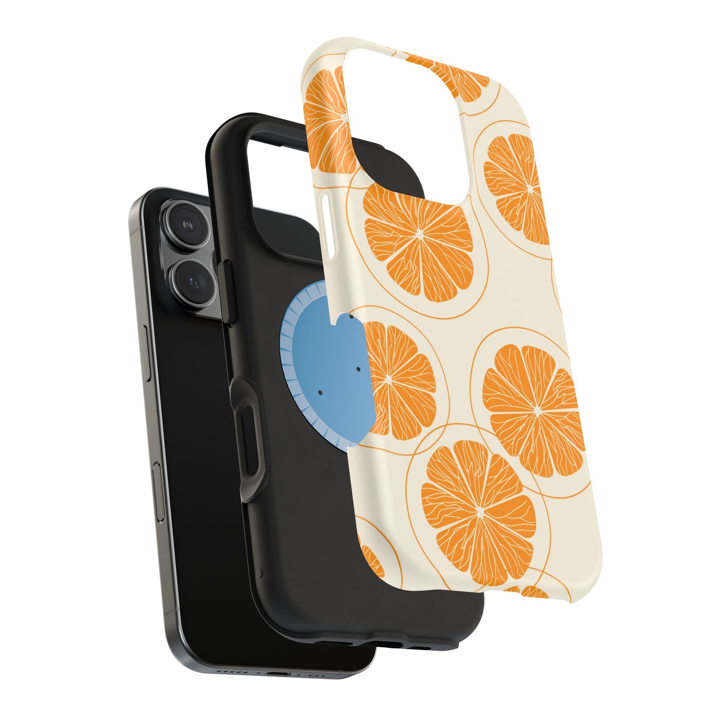 Citrus Burst Pattern Tough MagSafe iPhone Case – Bold Orange Design, Shockproof Protection