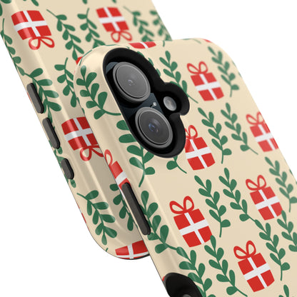 MagSafe iPhone Case: Holiday Cheer – Red Gifts & Green Leaves