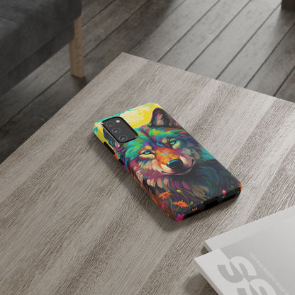 Rainbow Wolf in Bloom – Samsung Galaxy Case with Vivid Nature Design