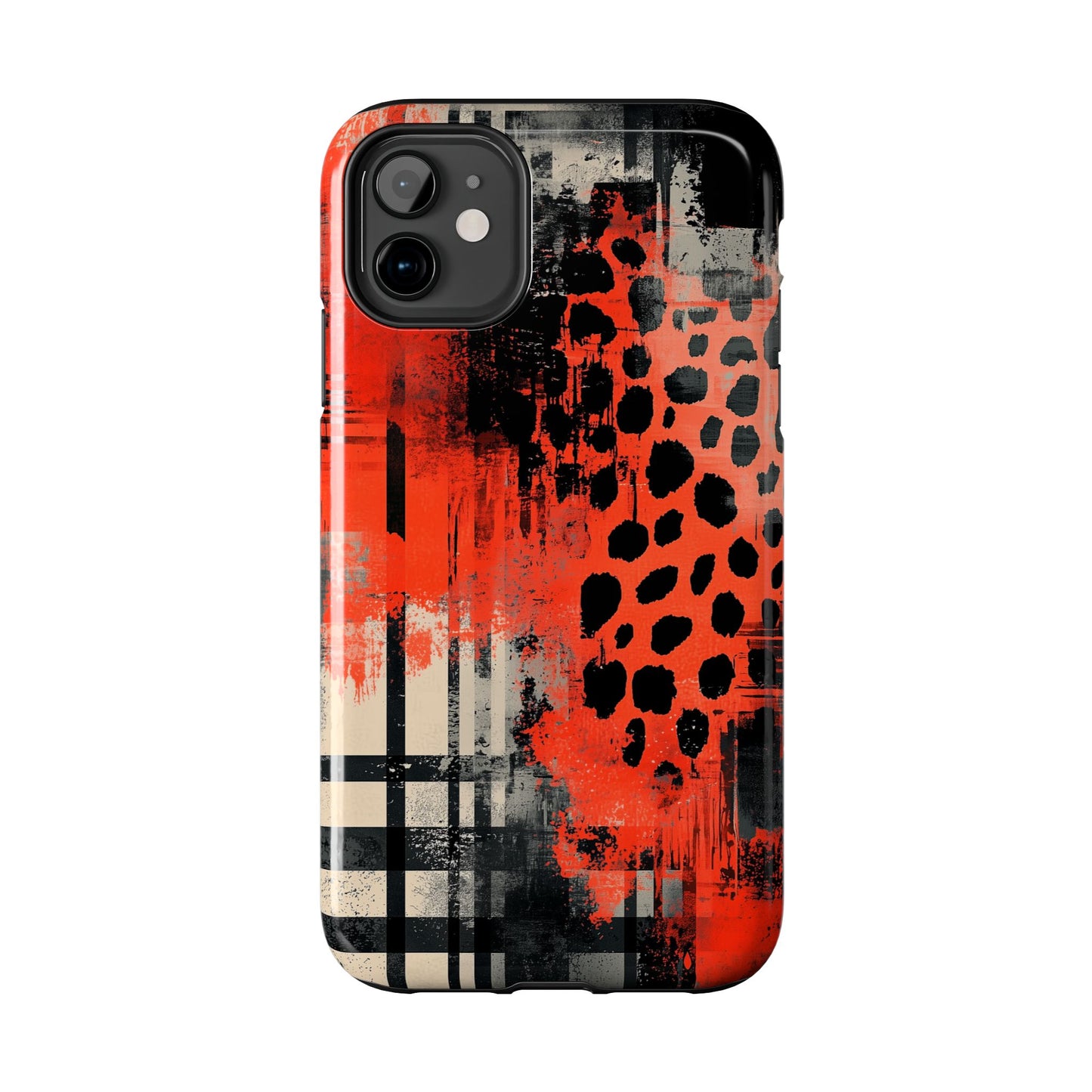 Cheetah Plaid iPhone Case – Red & Black Pattern