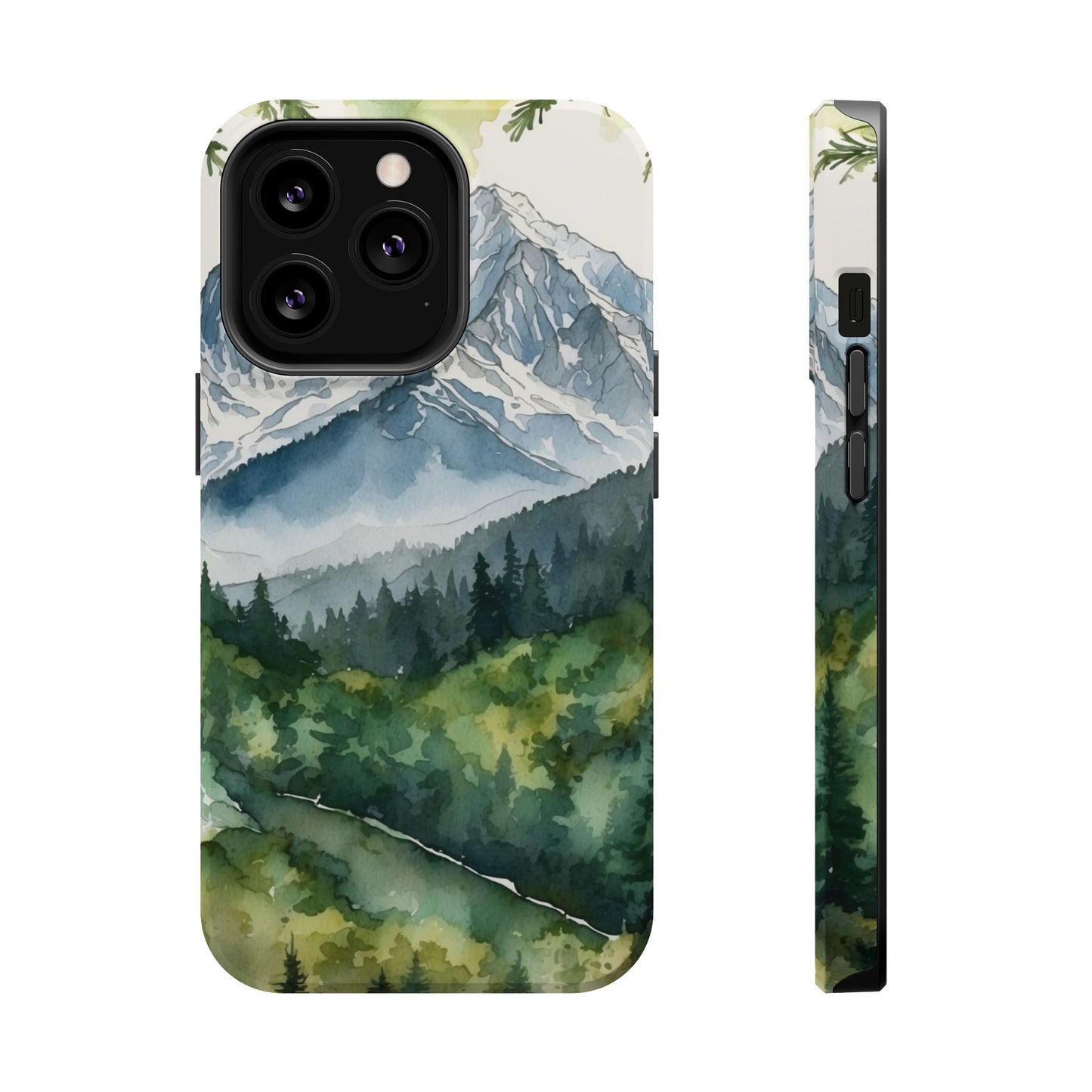 Watercolor Alpine Mountainscape - MagSafe iPhone Case