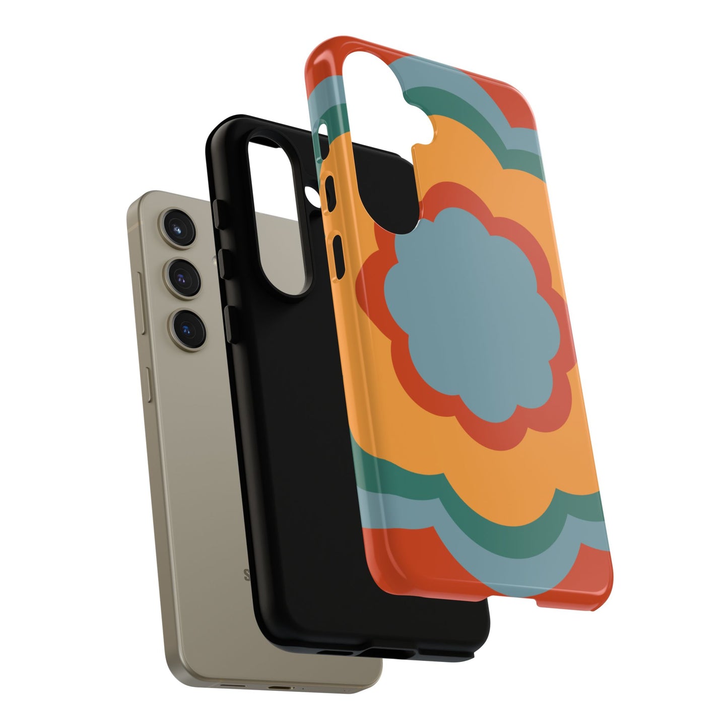 Retro Flower Power Samsung Galaxy Case – Bold 70s-Inspired Design with Dual-Layer Protection