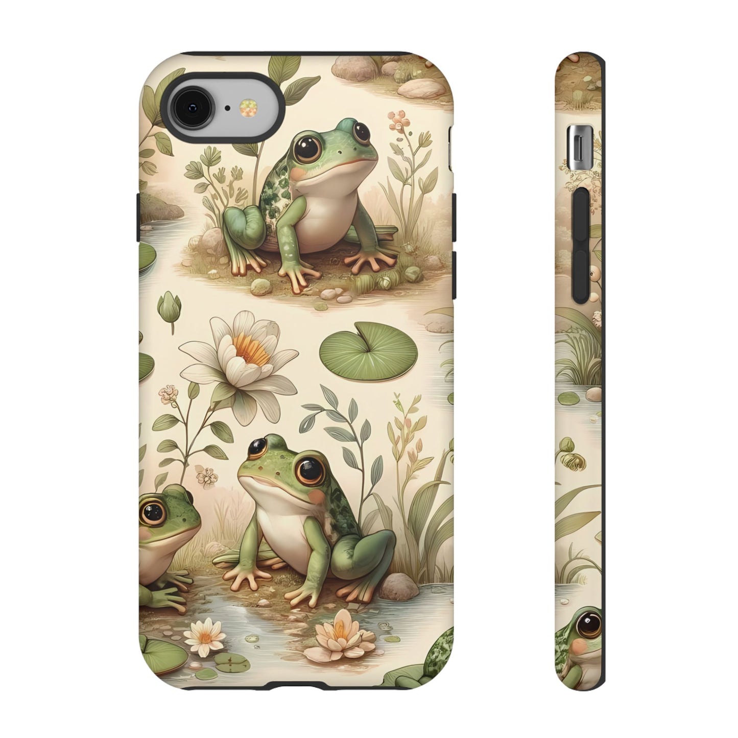 Cute Frogs Phone Case - Pond Pals Frolic - Charming Frog Lily Pad Phone Case for iPhone, Google & Samsung! Great Gift For Any Frog Lover!