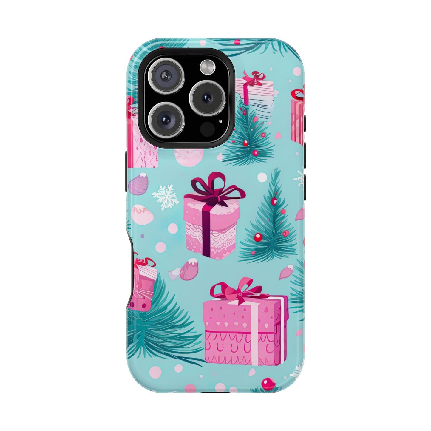 Festive Pink Christmas Gifts and Evergreen MagSafe iPhone Case – Holiday Theme, Protective Cover