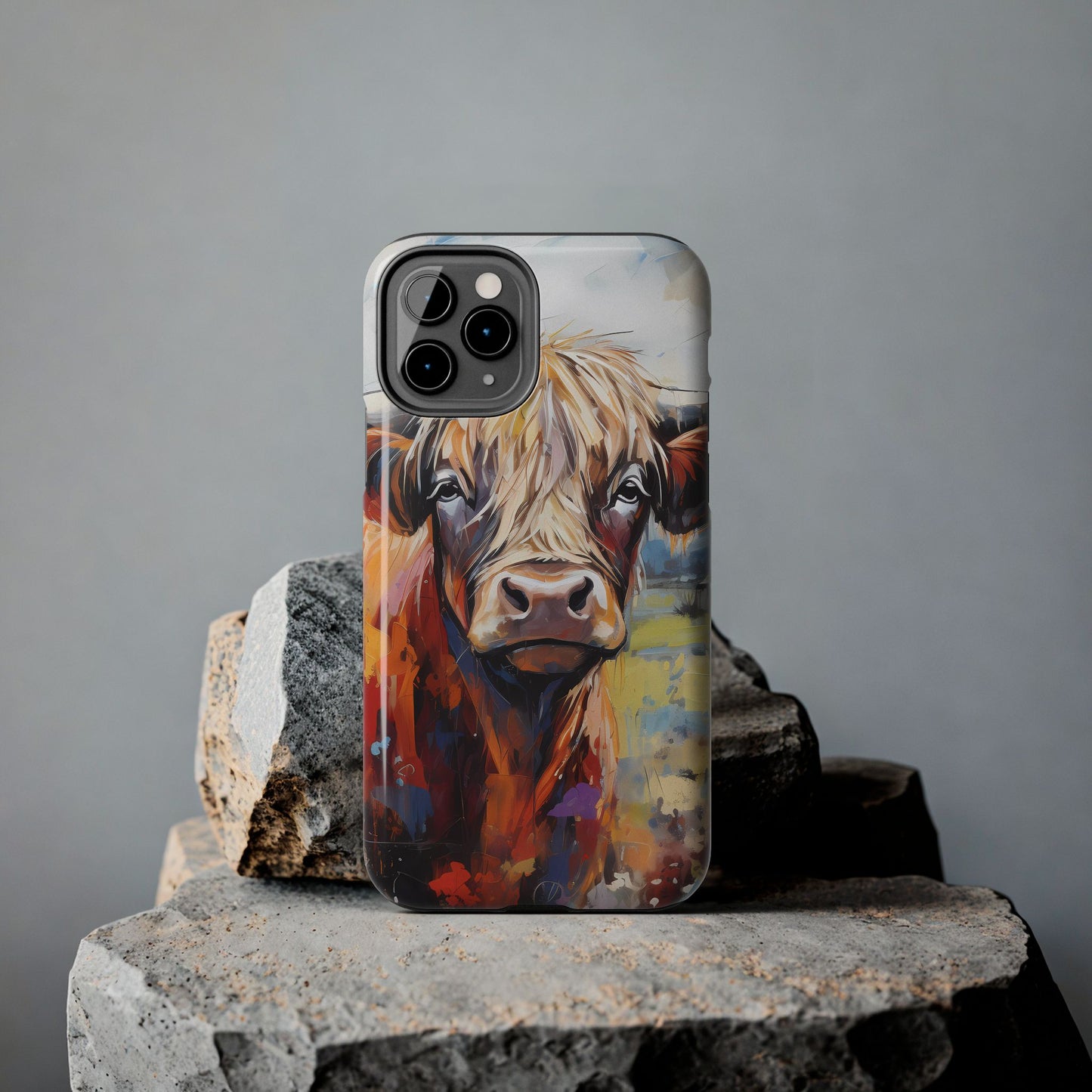 Cute Western Phone Case | Highland Cow | Robust Rocky Mountain-Inspired | Expressionism | Fresco