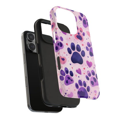 Purple Paw Print iPhone Case - Playful Pet Lover’s Protective Cover