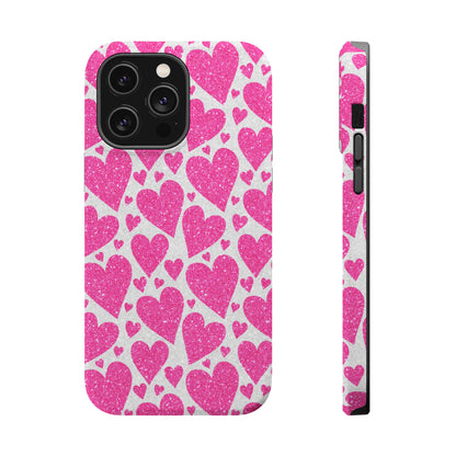 Pink Glitter Hearts Pattern MagSafe Case