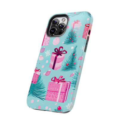 Festive Pink Christmas Gifts and Evergreen iPhone Case – Holiday Theme, Protective Cover