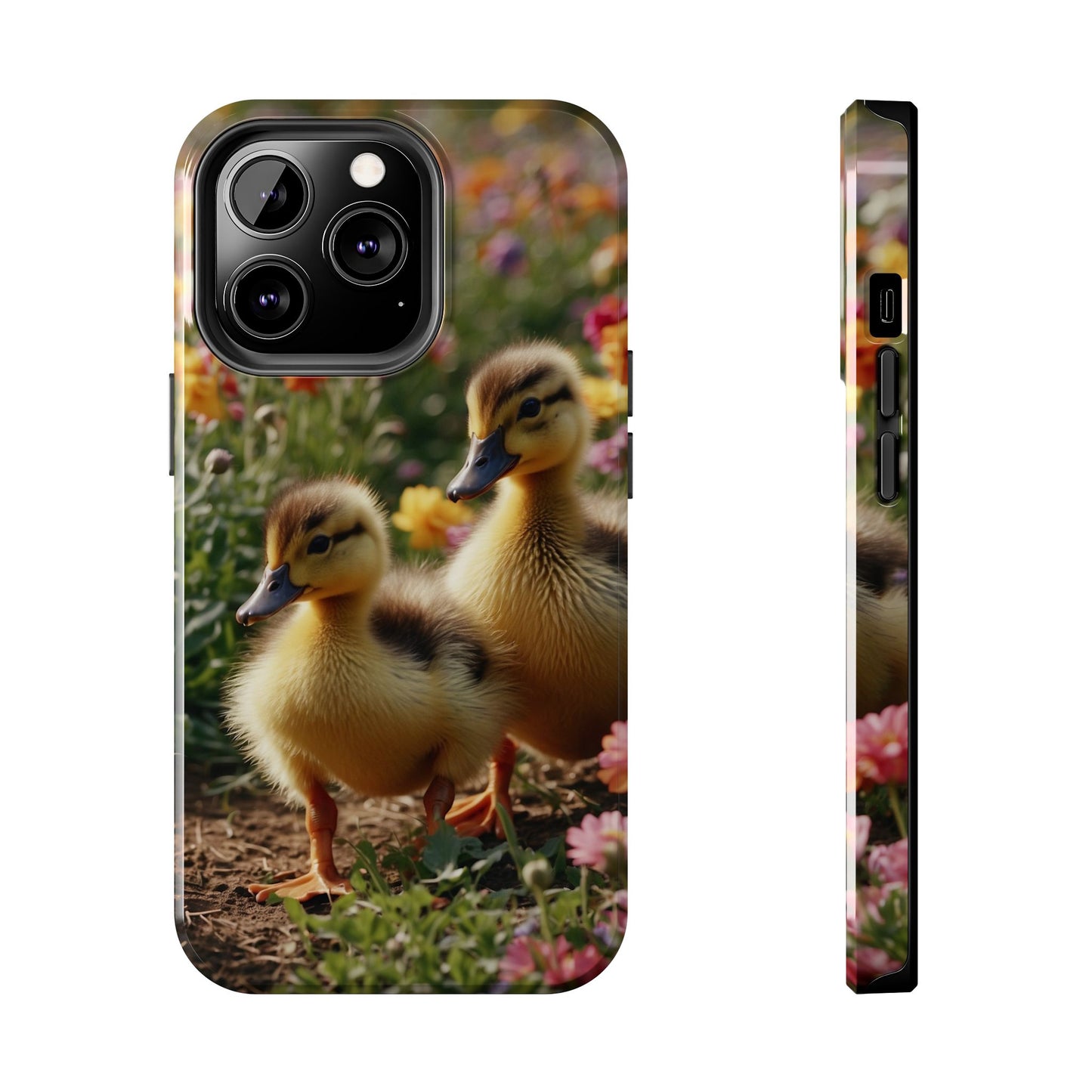 Charming Ducklings in Floral Garden - iPhone Case