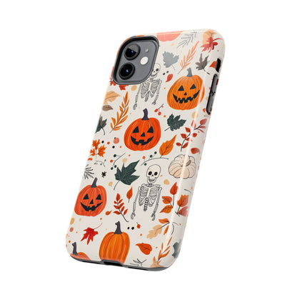 Halloween Pumpkin & Skeleton iPhone Case – Spooky Autumn Design