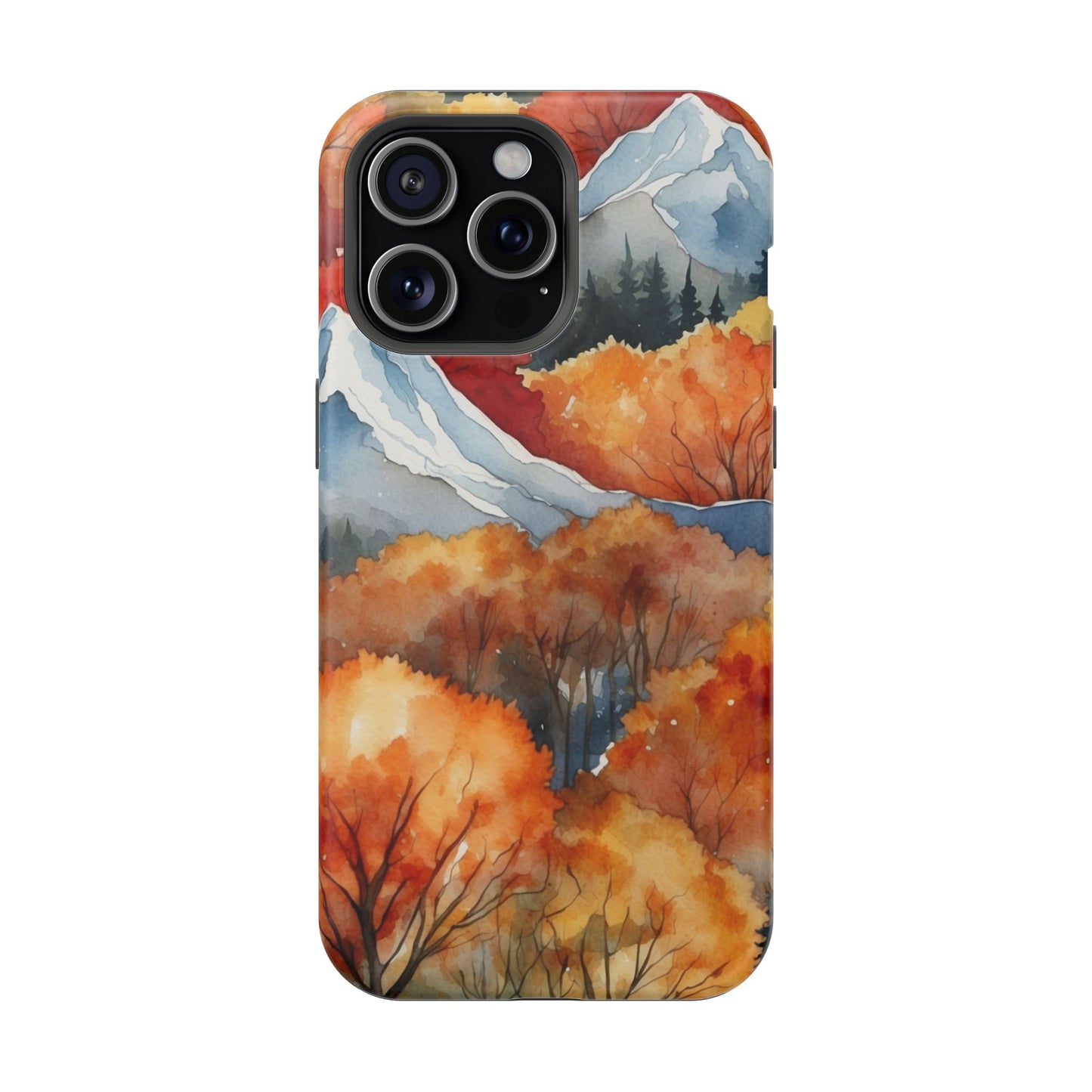 Autumn Mountain Forest Watercolor - MagSafe iPhone Case