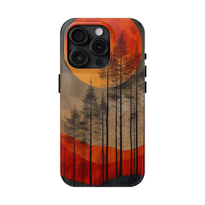 Moody Forest Moonrise iPhone Case – Dark Landscape Design, Dual-Layer Protection