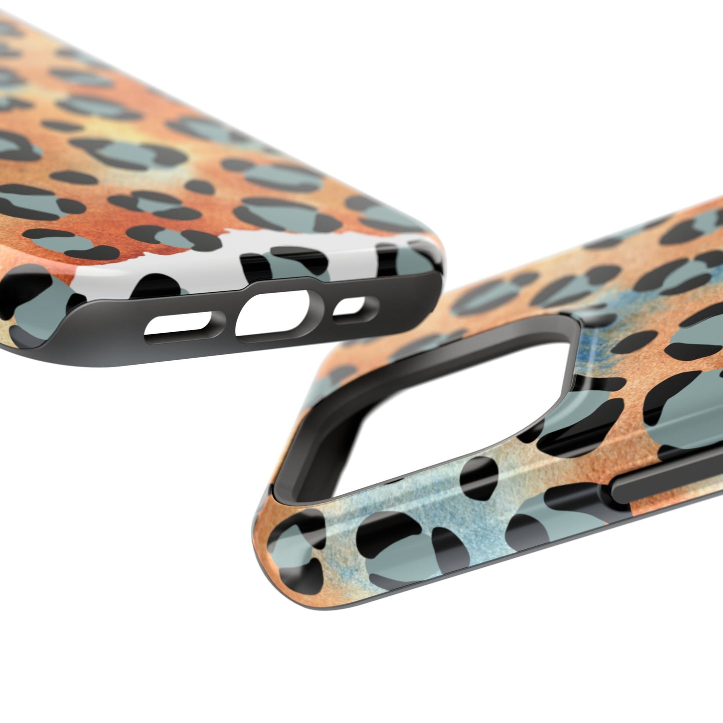 Sunset Watercolor Leopard Print Tough MagSafe iPhone Case – Artistic Animal Pattern with Dual-Layer Protection