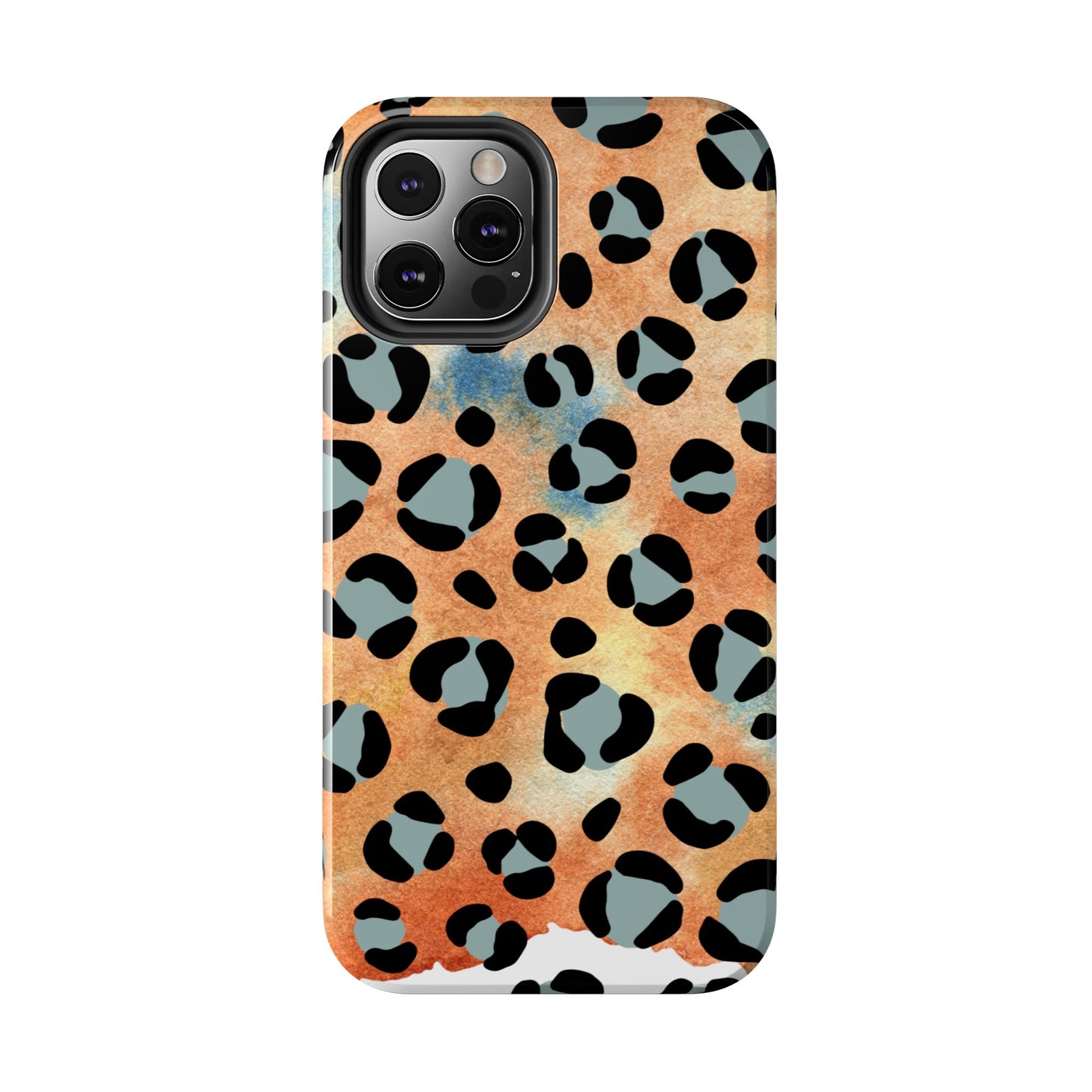 Sunset Watercolor Leopard Print Tough iPhone Case – Artistic Animal Pattern with Dual-Layer Protection