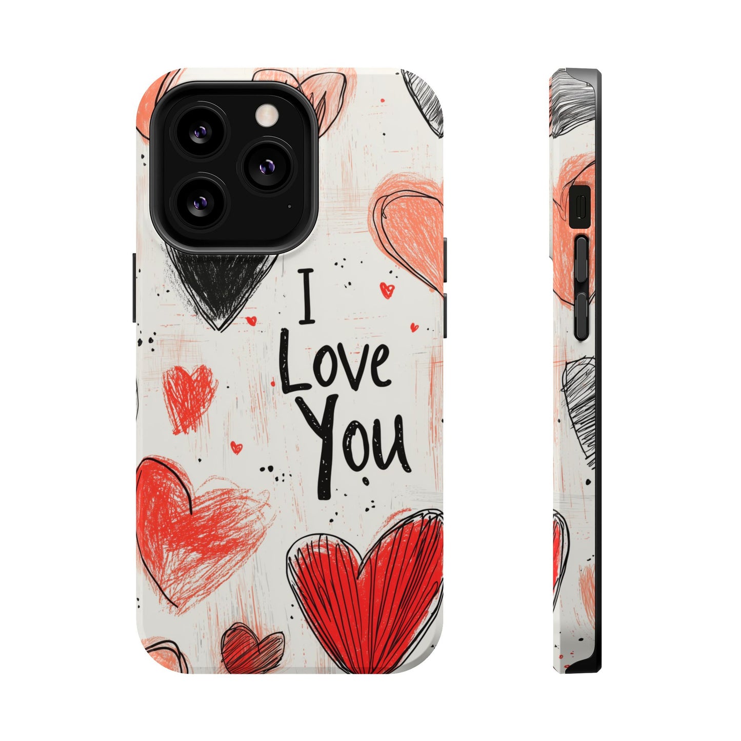 Romantic "I Love You" Heart Sketch - MagSafe Compatible Case