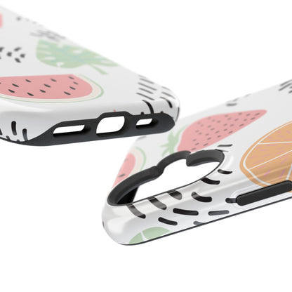 Tropical Fruit Fiesta Tough MagSafe iPhone Case – Fun Watermelon, Pineapple, and Citrus Design