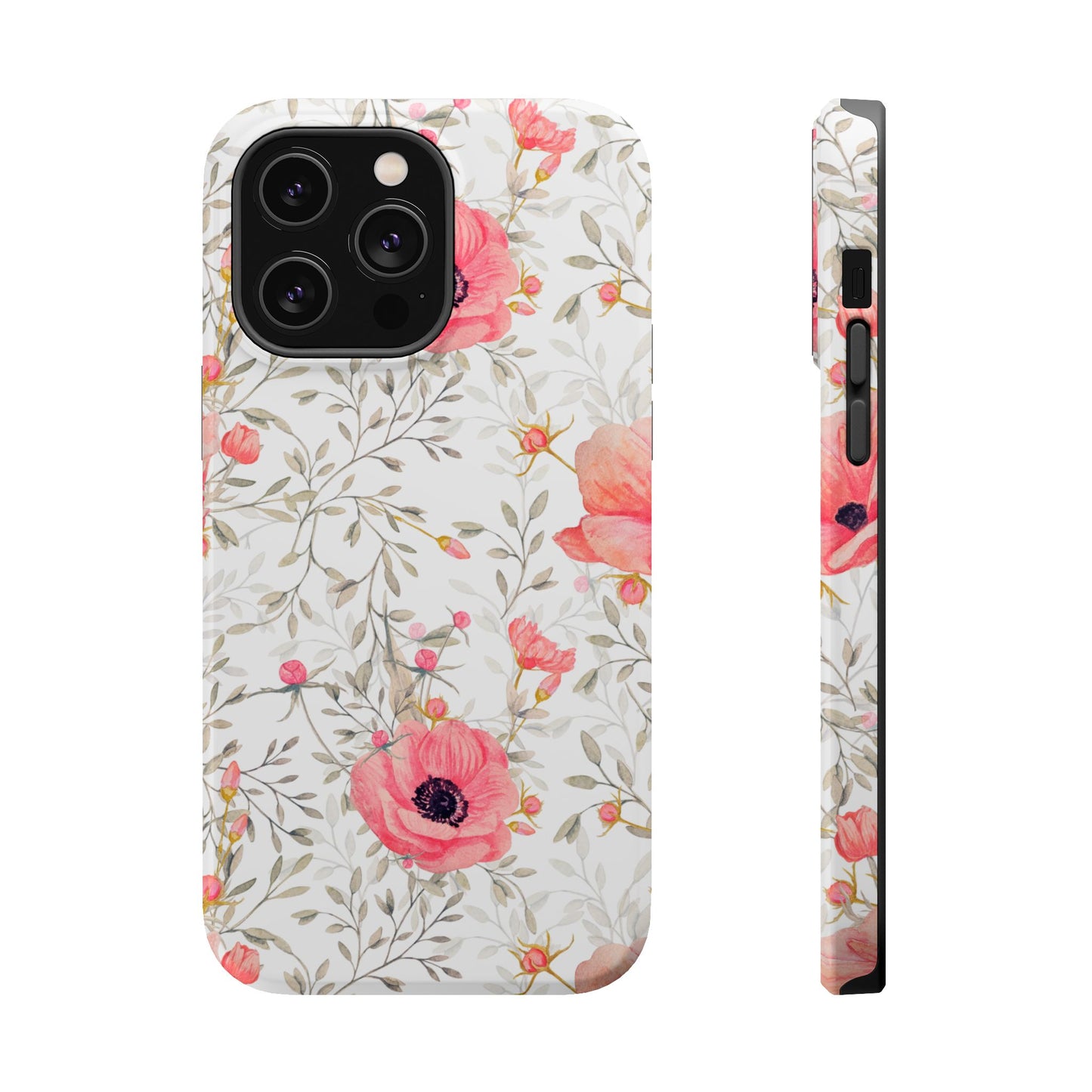 Pink Floral Watercolor MagSafe iPhone Case – Elegant Blossom Design with Magnetic Compatibility