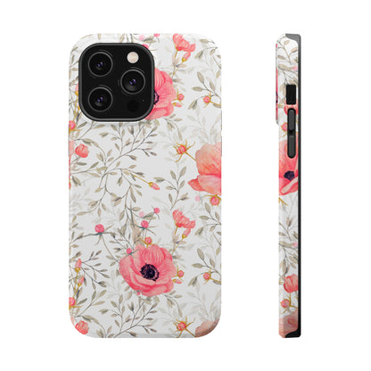 Pink Floral Watercolor MagSafe iPhone Case – Elegant Blossom Design with Magnetic Compatibility