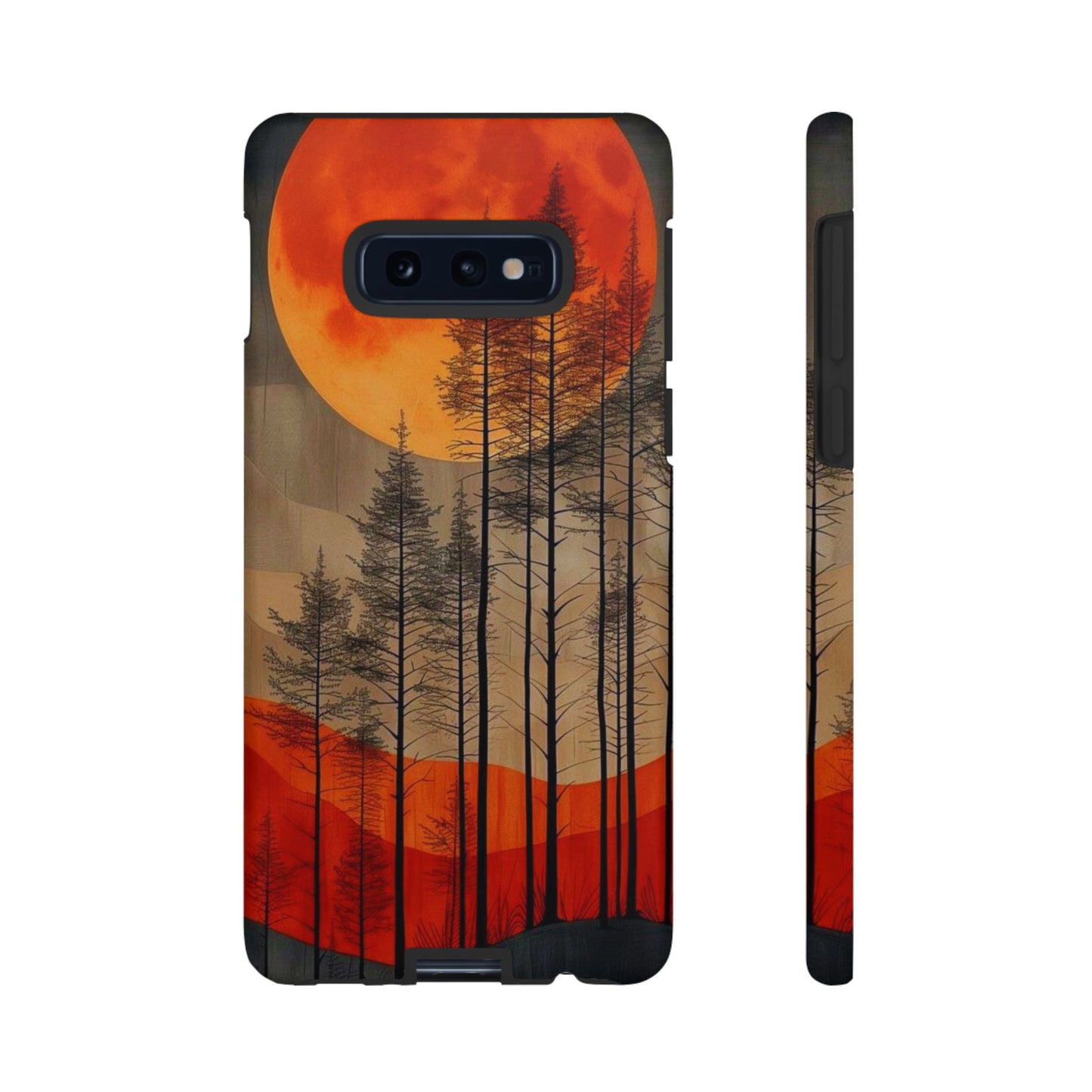 Moody Forest Moonrise Samsung Galaxy Case – Dark Landscape Design, Dual-Layer Protection