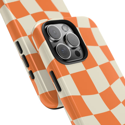 Wavy Retro Checkerboard iPhone Case – Shockproof, Matte Finish, Dual-Layer Protection