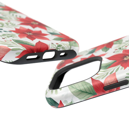 Festive Poinsettia Holiday Pattern – MagSafe iPhone Series Case