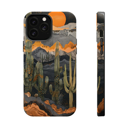 Desert Dusk MagSafe iPhone Case - Cacti Silhouettes & Sundown Hues for iPhone 15, 14, and 13 Series