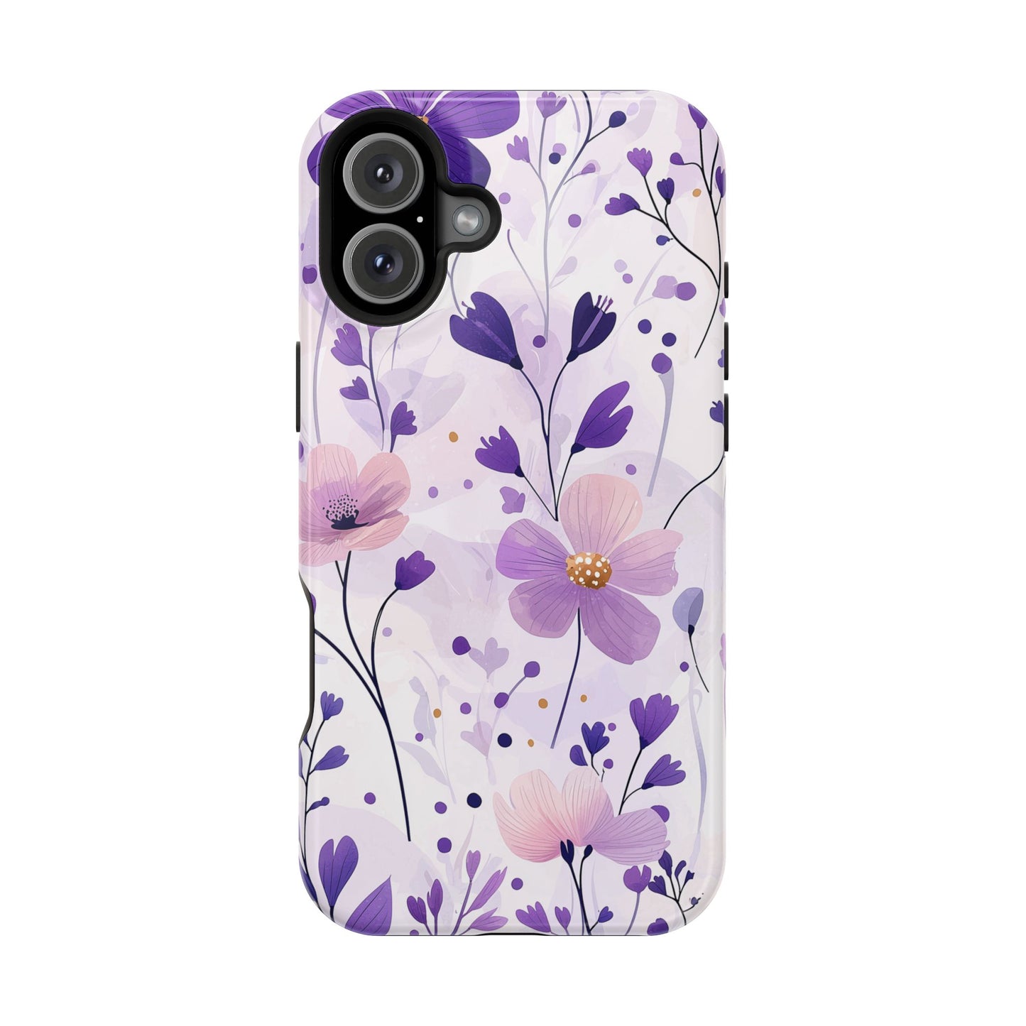 Purple Floral Bliss MagSafe iPhone Case – Delicate Blossom Design