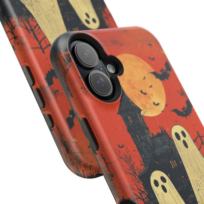 Haunted House & Ghosts MagSafe iPhone Case – Spooky Halloween Full Moon Design