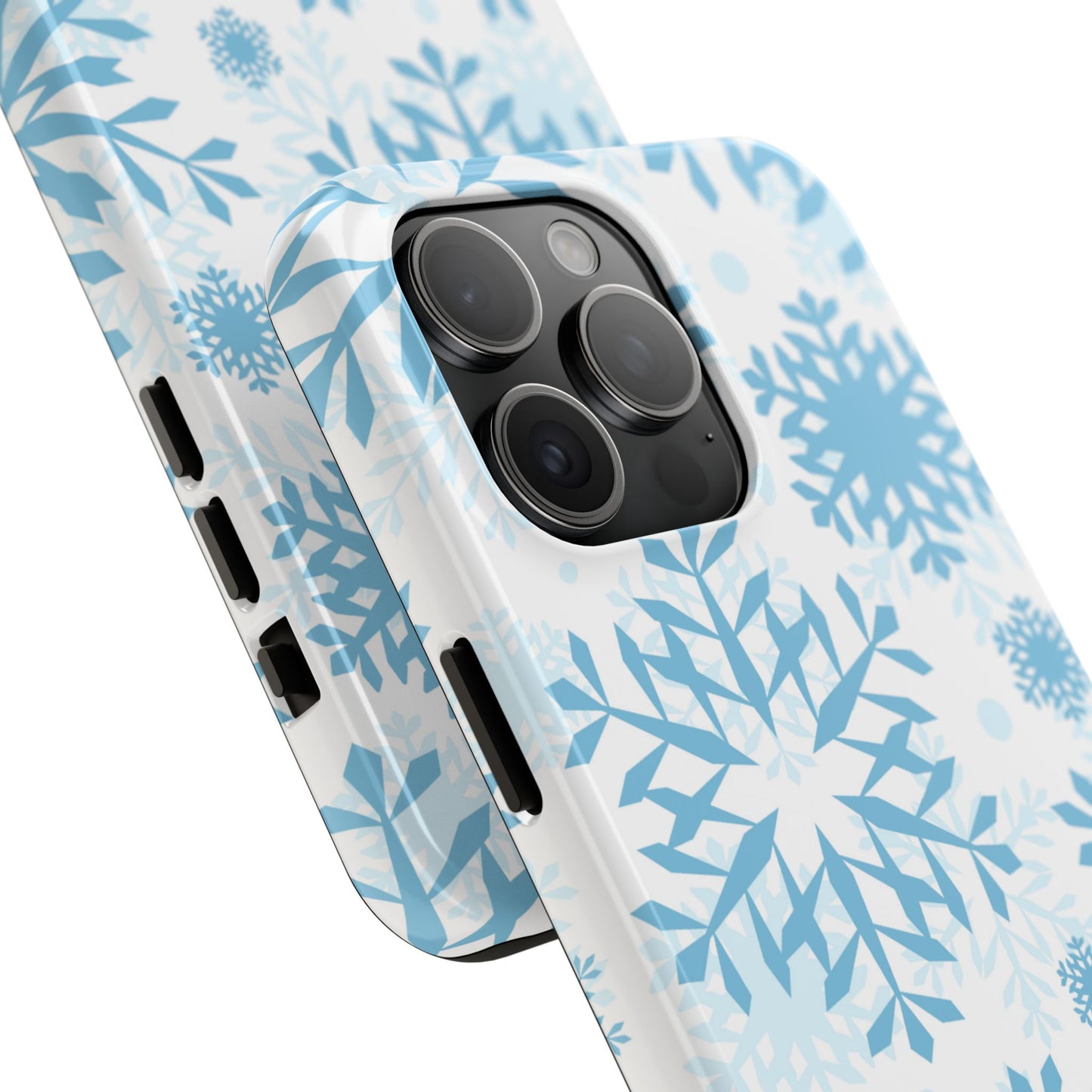 Frosty Blue Snowflakes iPhone Case – Shockproof, Smooth Matte Finish, Dual-Layer Design