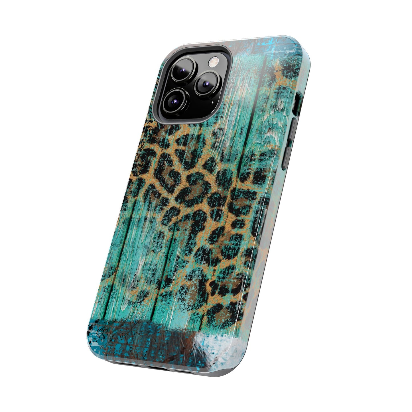 Turquoise Rustic Leopard Wood - iPhone Series Case