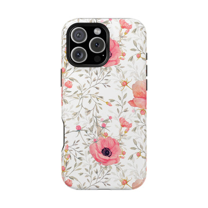 Pink Floral Watercolor MagSafe iPhone Case – Elegant Blossom Design with Magnetic Compatibility