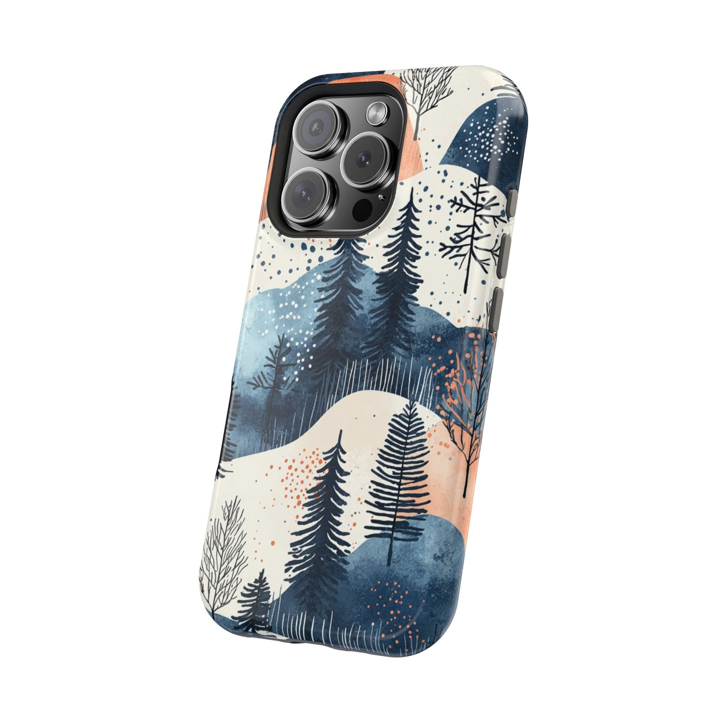 Winter Forest MagSafe iPhone Case | Watercolor Trees & Mountains