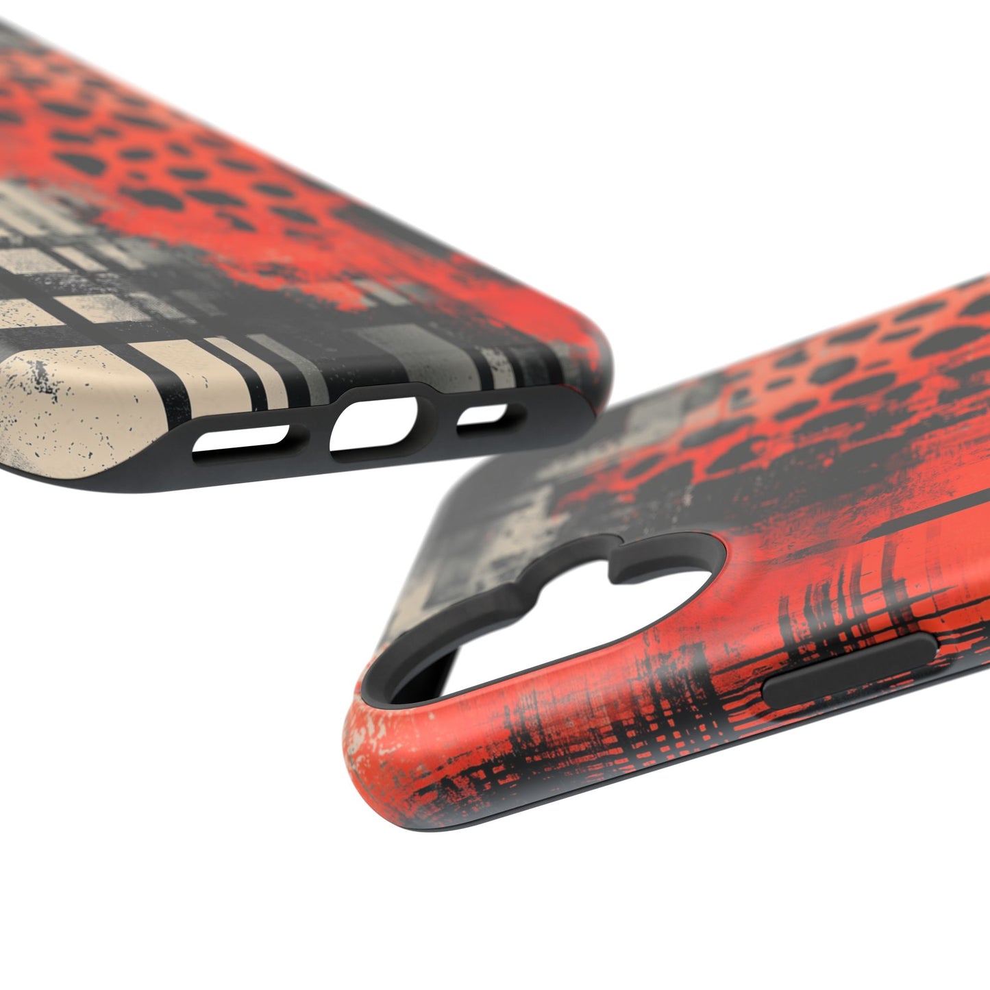 MagSafe iPhone Case: Cheetah Plaid – Red & Black Pattern