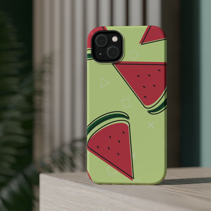 Watermelon Slice MagSafe iPhone Case – Fresh & Fun Design with Retro Geometric Pattern