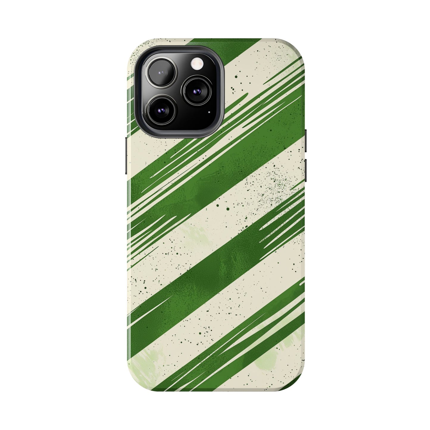 Green Stripes iPhone Case – Bold Diagonal Brushstroke Design - BOGO Cases