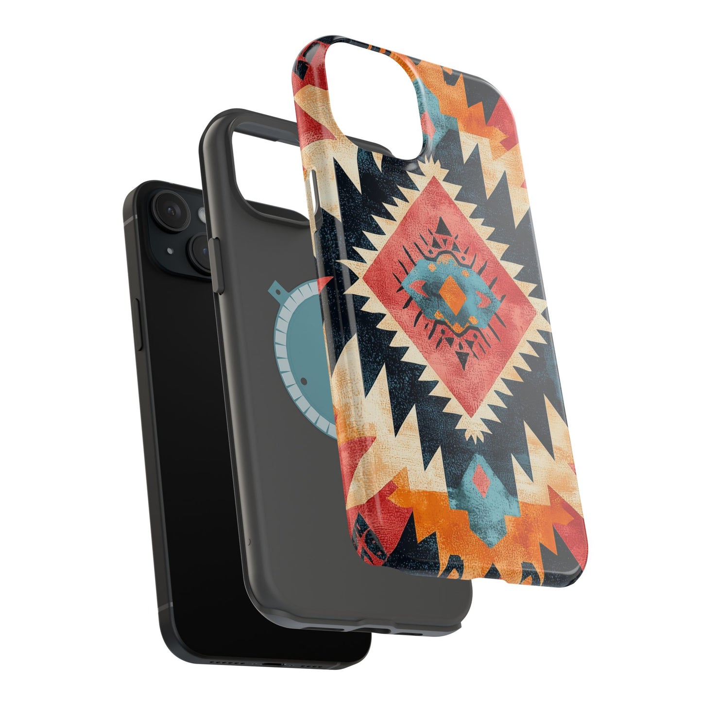 Bold Aztec Pattern Tough MagSafe iPhone Case – Vibrant Geometric Design, Dual-Layer Protection