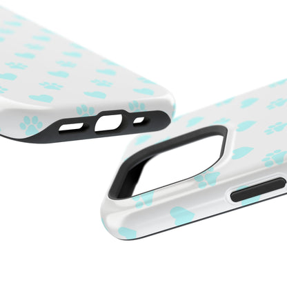 MagSafe Case - Aqua Paw Print & Heart Design