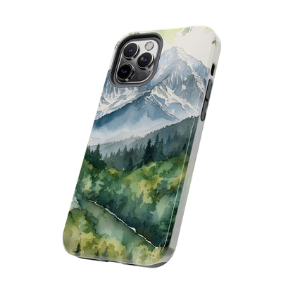 Watercolor Alpine Mountainscape - iPhone Case