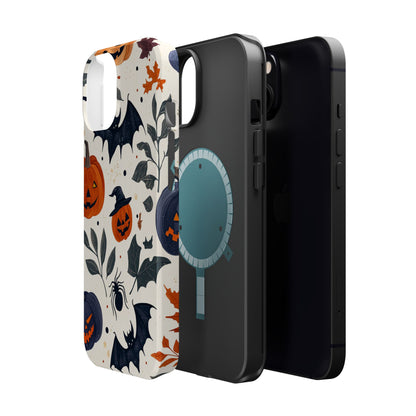 Spooky Halloween MagSafe iPhone Case – Pumpkins, Bats, and Spider Design