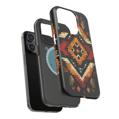 Southwestern Tribal Diamond Tough MagSafe iPhone Case – Bold Geometric Pattern, Dual-Layer Protection