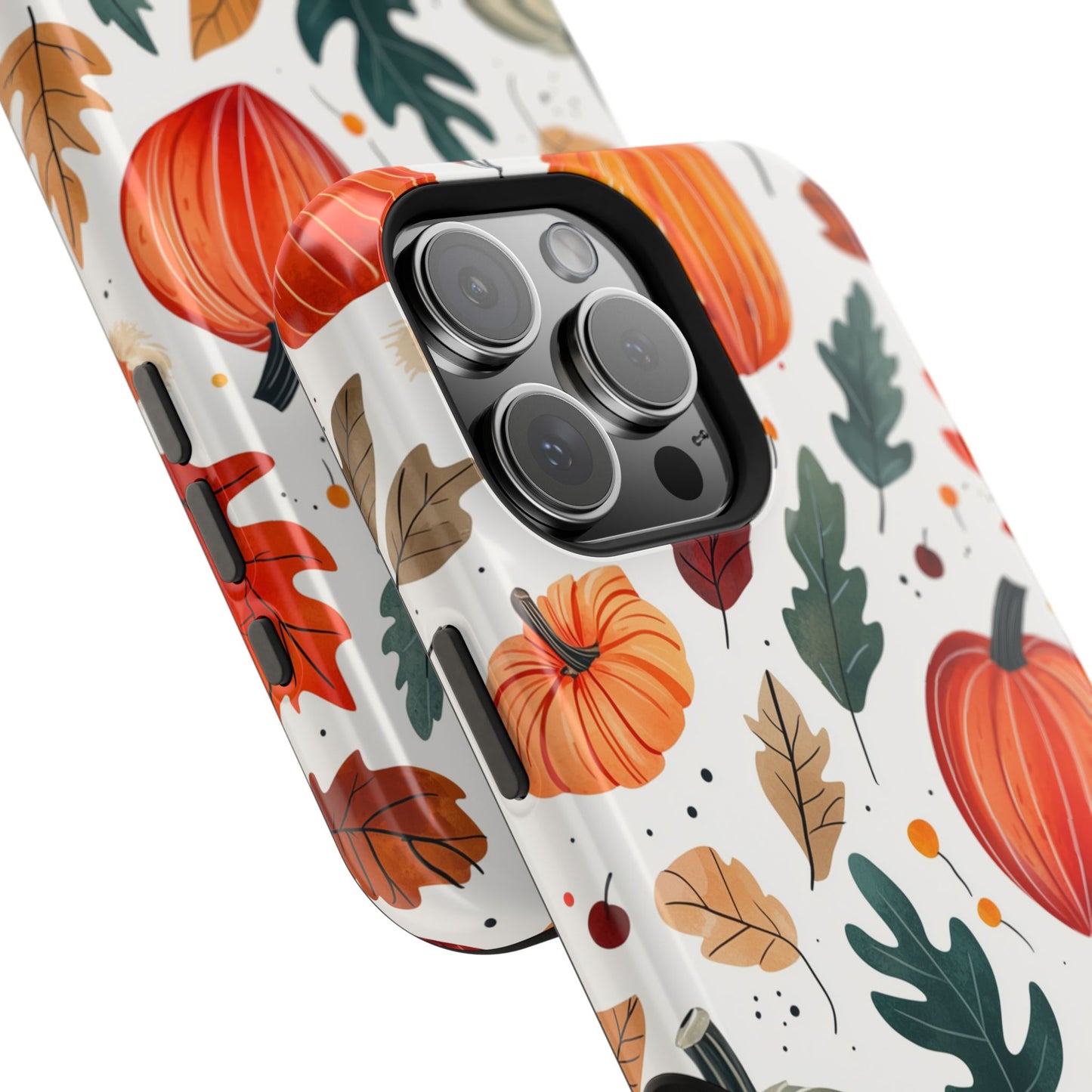 Autumn Harvest MagSafe iPhone Case - Pumpkin and Fall Leaf Design