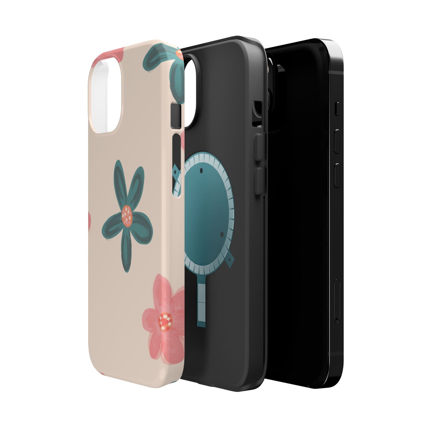 Vintage Floral Tough MagSafe iPhone Case – Soft Matte Finish with Dual-Layer Protection