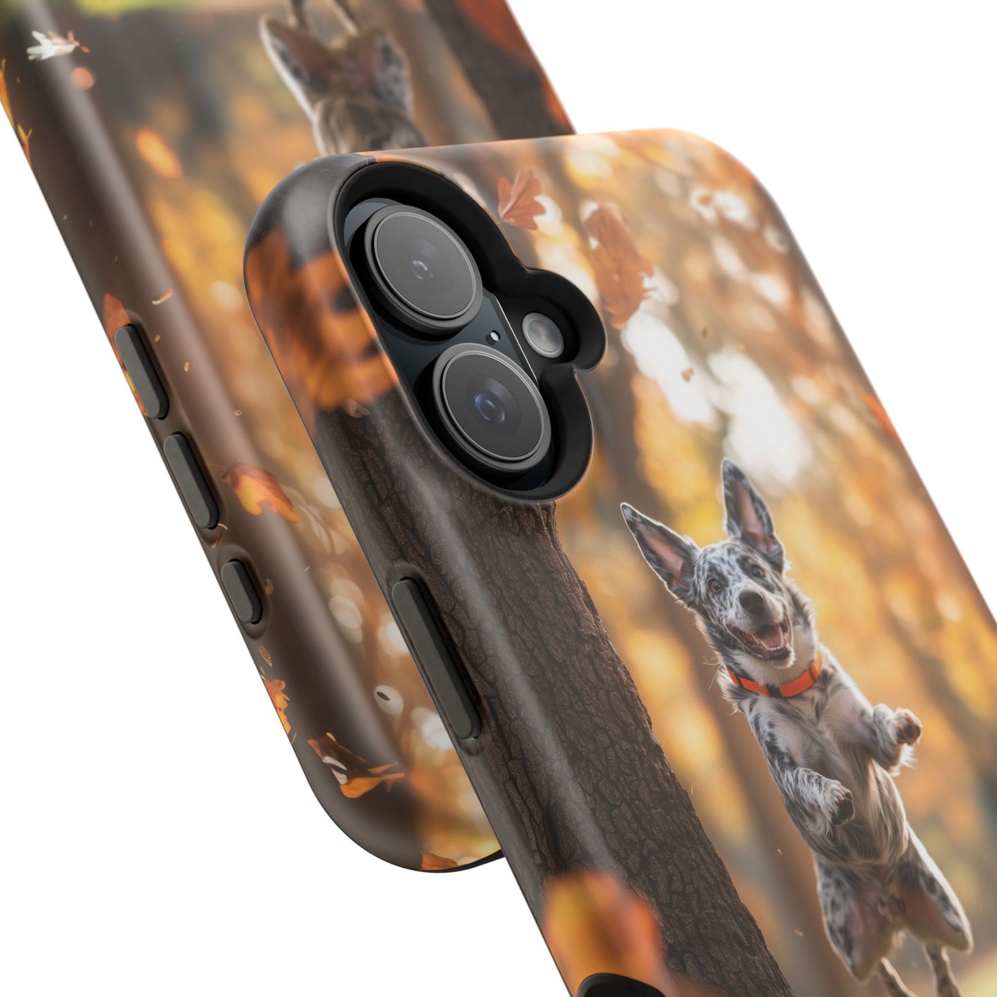 Energetic Blue Heeler Forest Pup MagSafe iPhone Case – Durable Outdoor-Inspired Design