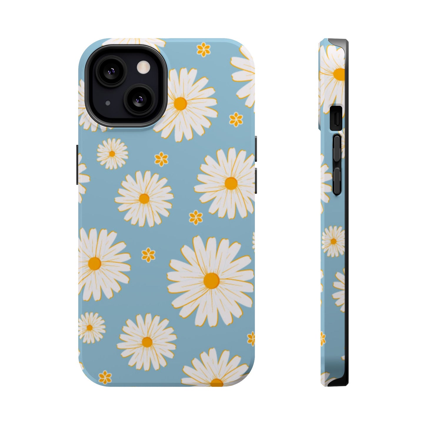 Bright Daisy MagSafe iPhone Case – Light Blue Background, Shockproof and Slim Design