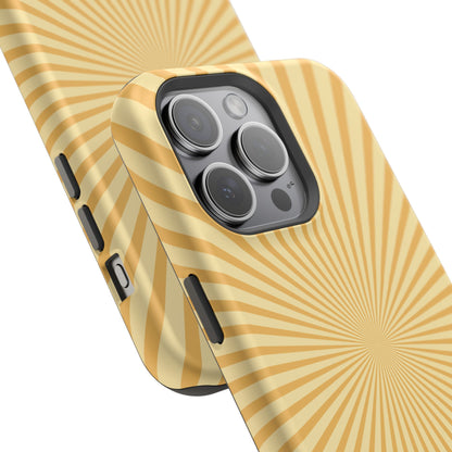 Golden Sunburst MagSafe  iPhone Case – Retro Radiant Design with Dual-Layer Protection