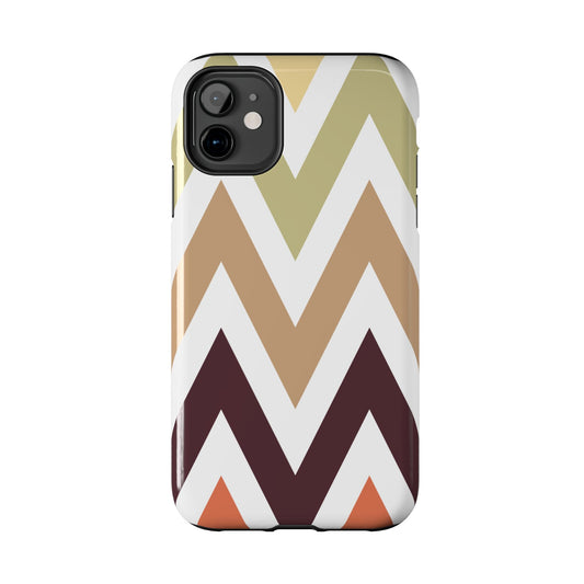 Earthy Chevron iPhone Case – Boho-Inspired Design with Dual-Layer Protection