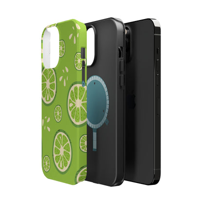 Zesty Lime Splash Tough MagSafe iPhone Case – Fresh Citrus Design, Dual-Layer Protection