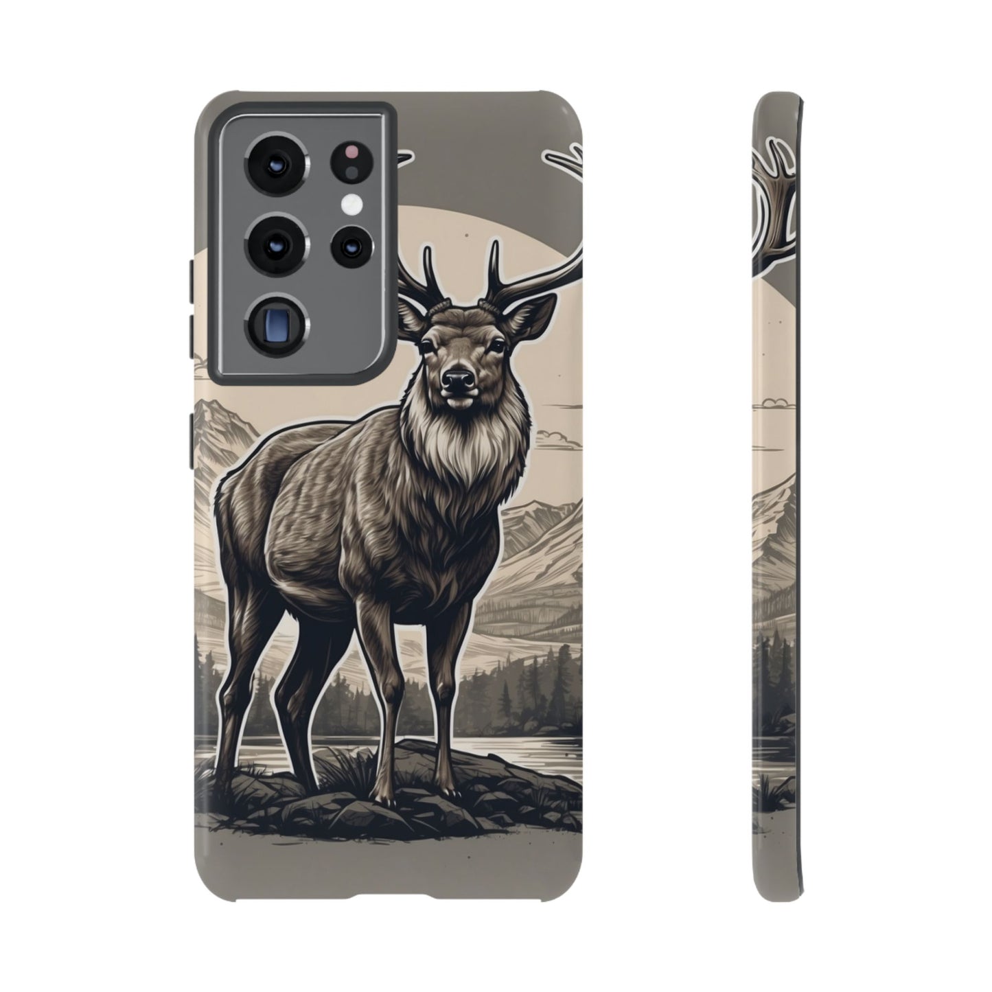 Monochrome Majesty – Regal Stag Samsung Galaxy Phone Case